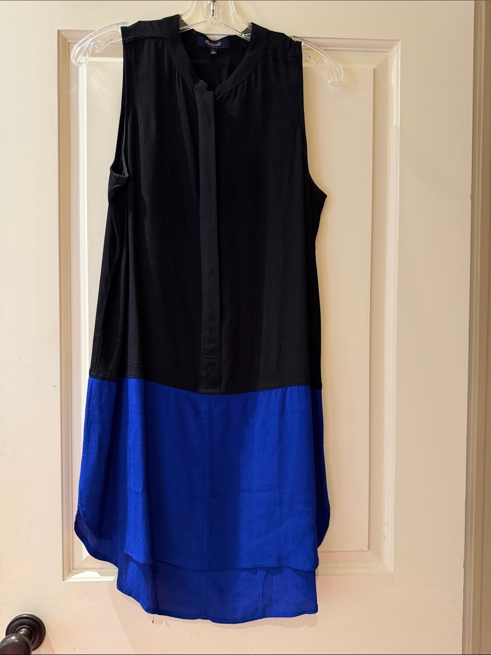 Madewell Black and Royal Blue Sleeveless Midi Dress
